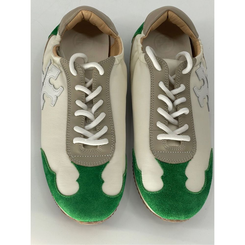 Tory Burch Sneakers Women's Size 5 Green Nylon Calf White New‎ Golf